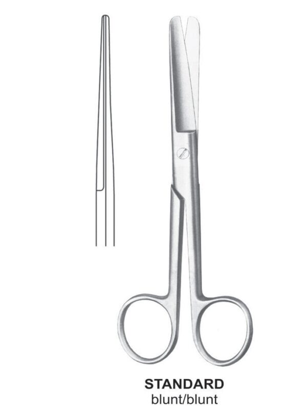 Standard Surgical Operating Scissors, Straight- Blunt+Blunt