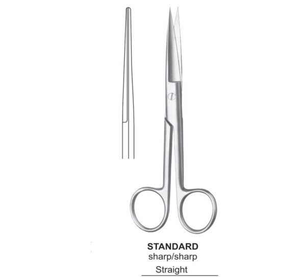 Standard Surgical Operating Scissors, Straight- Sharp+Sharp 13CM