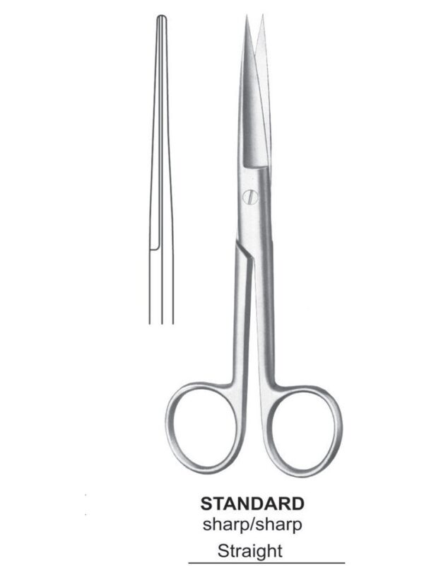 Standard Surgical Operating Scissors, Straight- Sharp+Sharp 13CM
